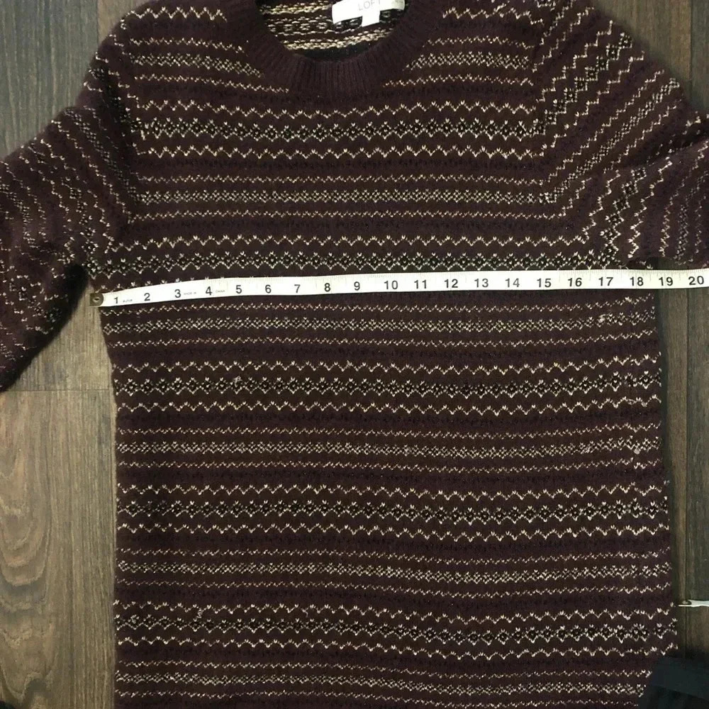 Loft Maroon and Gold stripped Sweater Dress Women’s Petite Large - Picture 10 of 12